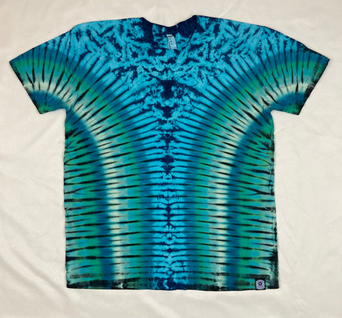 Adult Light Blue/Green Tie-Dyed Tee, L