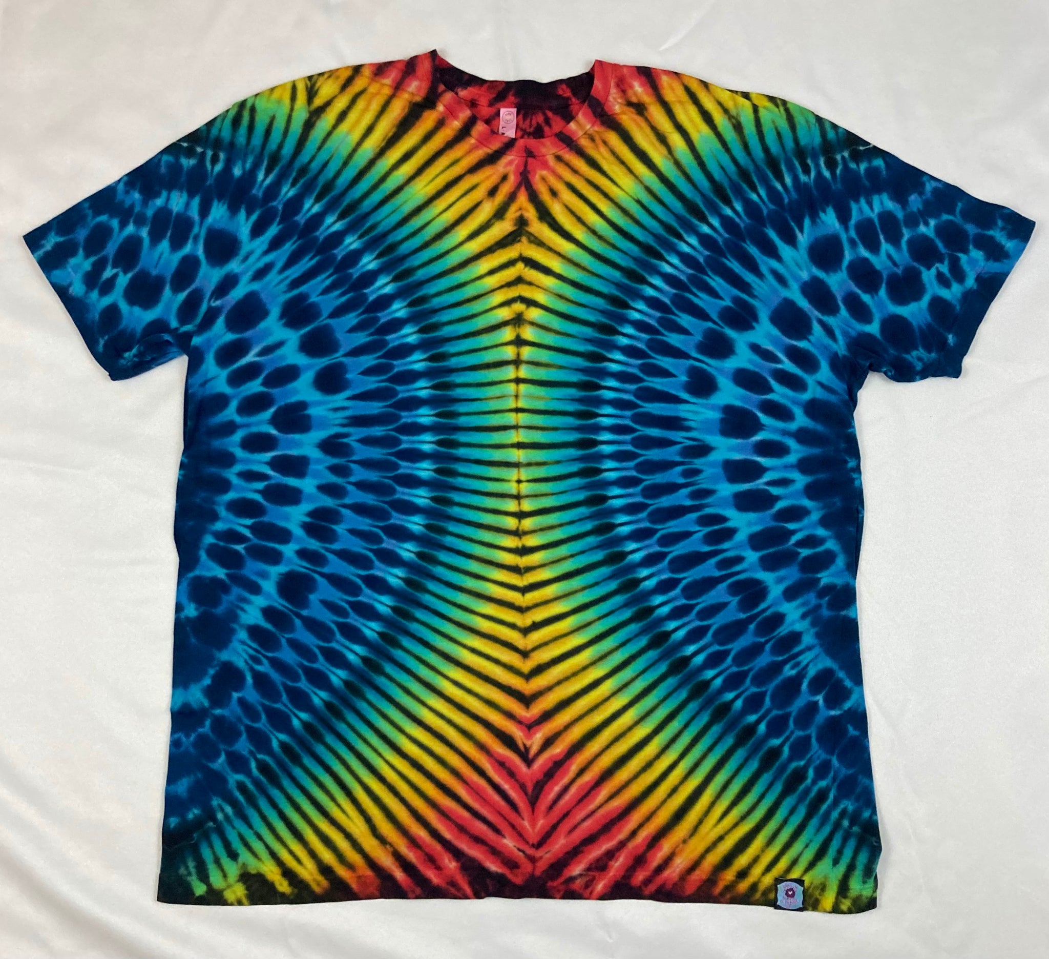 Adult Blue/Rainbow Hourglass Tie-Dyed Tee, 3XL
