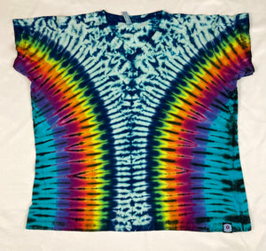 Ladies Seafoam/Rainbow Tie-dyed V-Neck Tee, 2XL