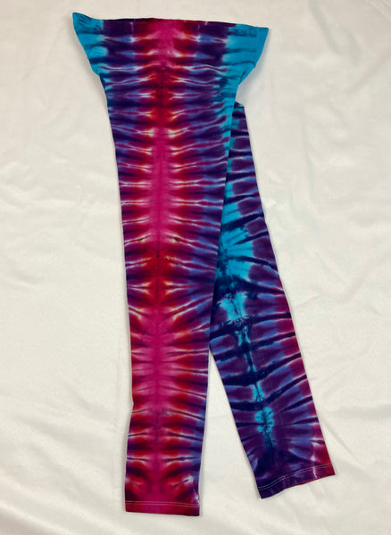 Ladies Blue/Pink/Purple Tie-Dyed Leggings, M
