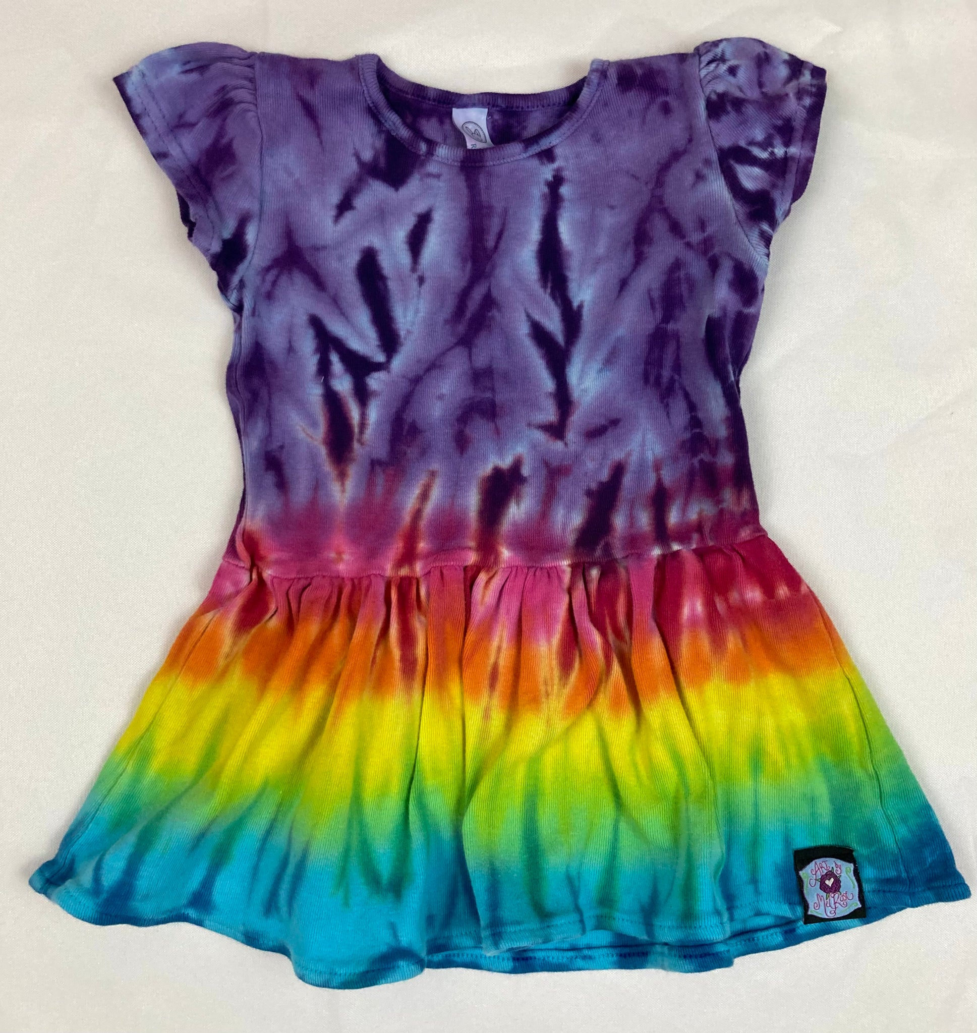 Baby Purple/Rainbow Tie-Dyed Dress, 6M & 18M