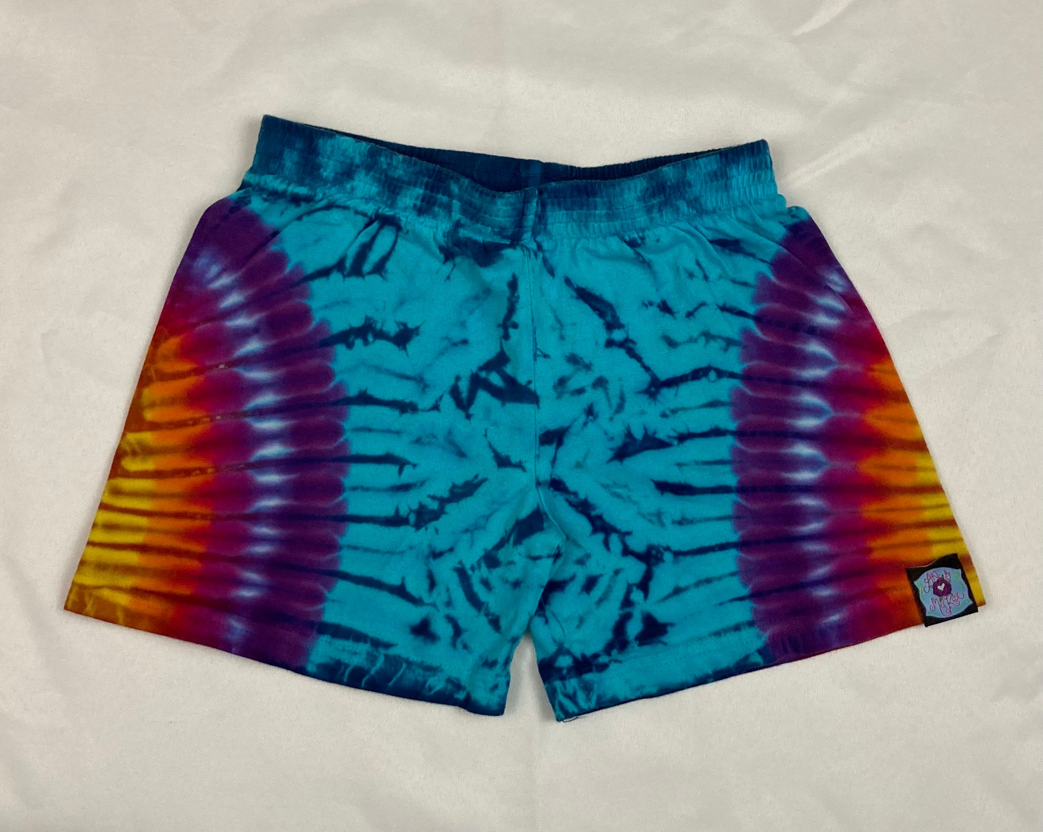 Toddler Aqua/Sunset Tie-Dyed Shorts, 4T