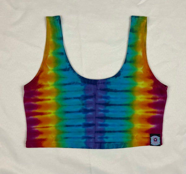 Women's Rainbow Tie-Dyed Crop Top, L (read description)