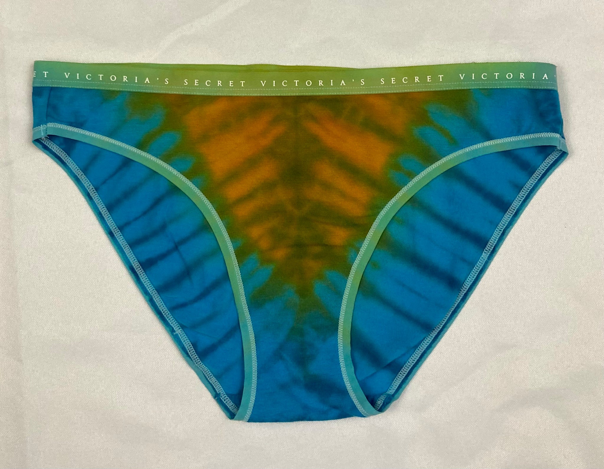 Women's Gold/Blue Victoria's Secret Tie-Dyed Panties, M