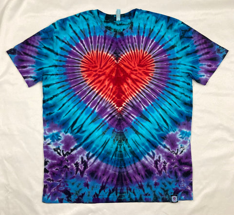 Adult  Purple/Blue Heart Tie-Dyed Tee, 2XL