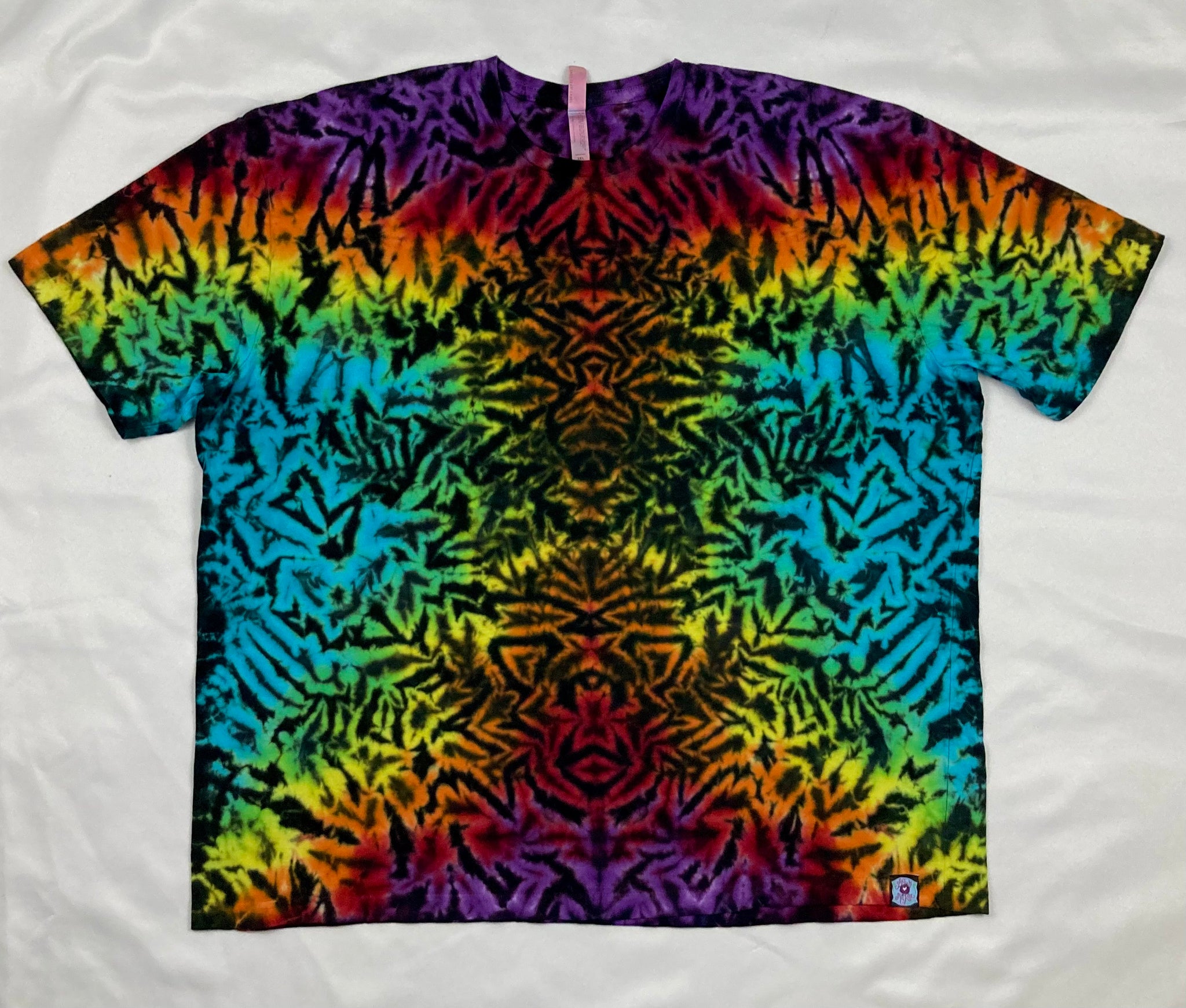 Adult Rainbow/Black Crush Tie-Dyed Tee, 3XL