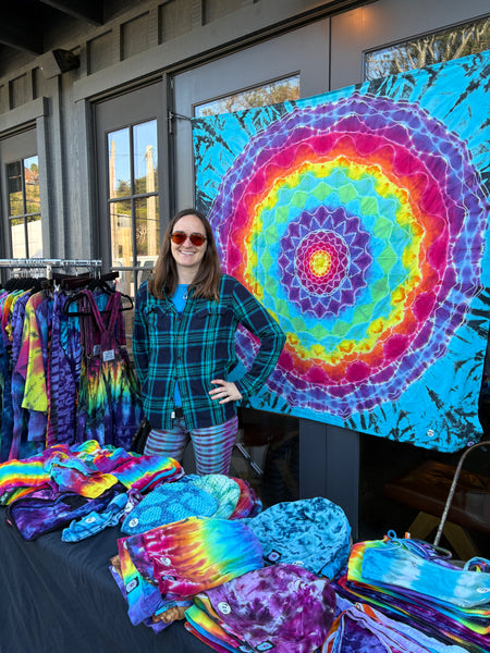 Rainbow Flower Mandala 58" x 58" Tie-dyed Tapestry/Wall Hanging