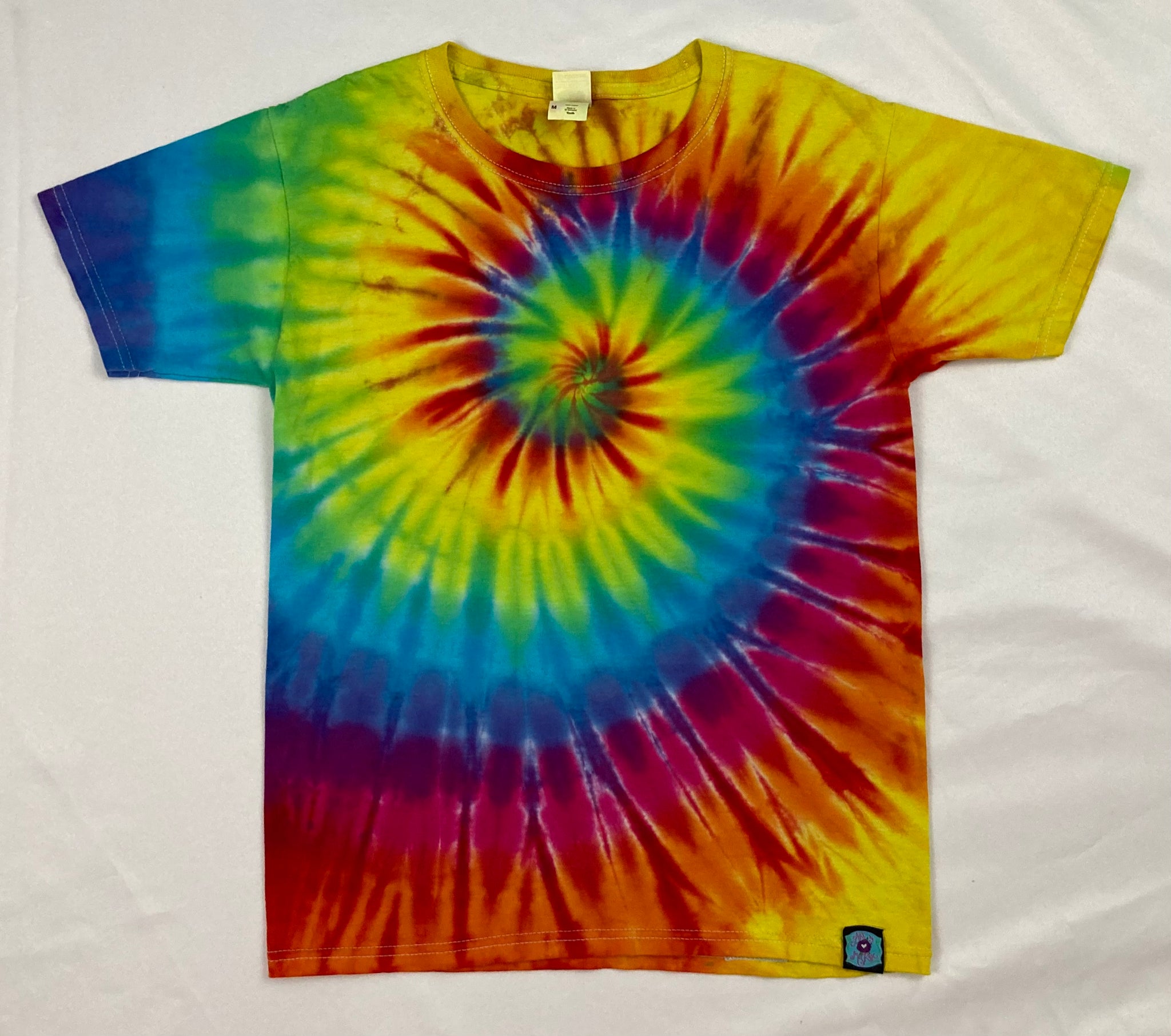 Kids Rainbow Spiral Tie-Dyed Tee, Youth M