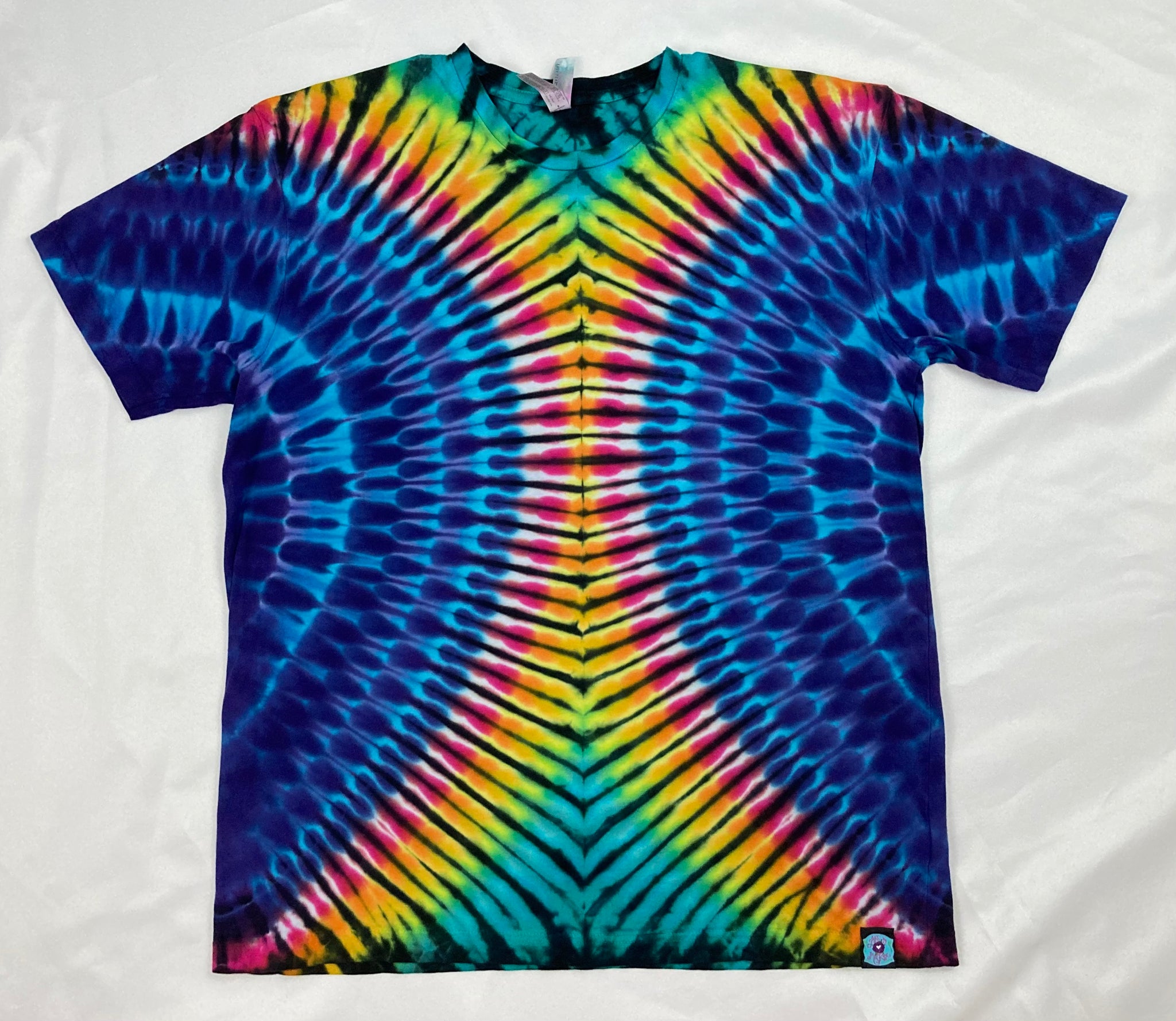 Adult Rainbow/Blue Dot Tie-Dyed Tee, S, L & XL
