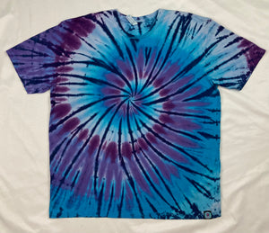 Adult Blue/Purple Spiral Tie-Dyed Tee, XL