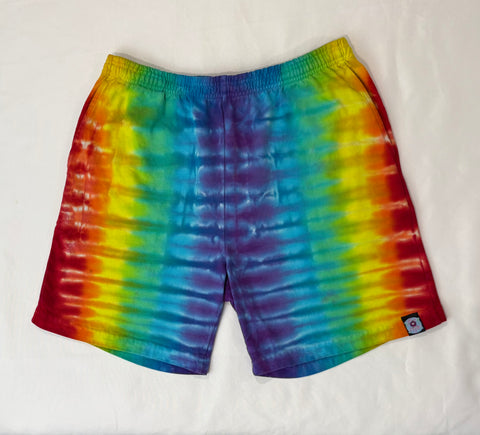 Men’s/Unisex Rainbow Tie-Dyed Shorts, L (34)