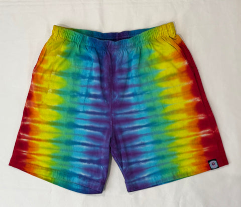 Men’s/Unisex Rainbow Tie-Dyed Shorts, 2XL (38)
