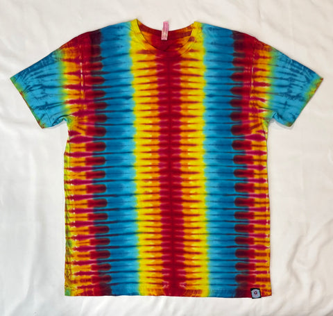 Adult Red Rainbow Road Tie-Dyed Tee, XL