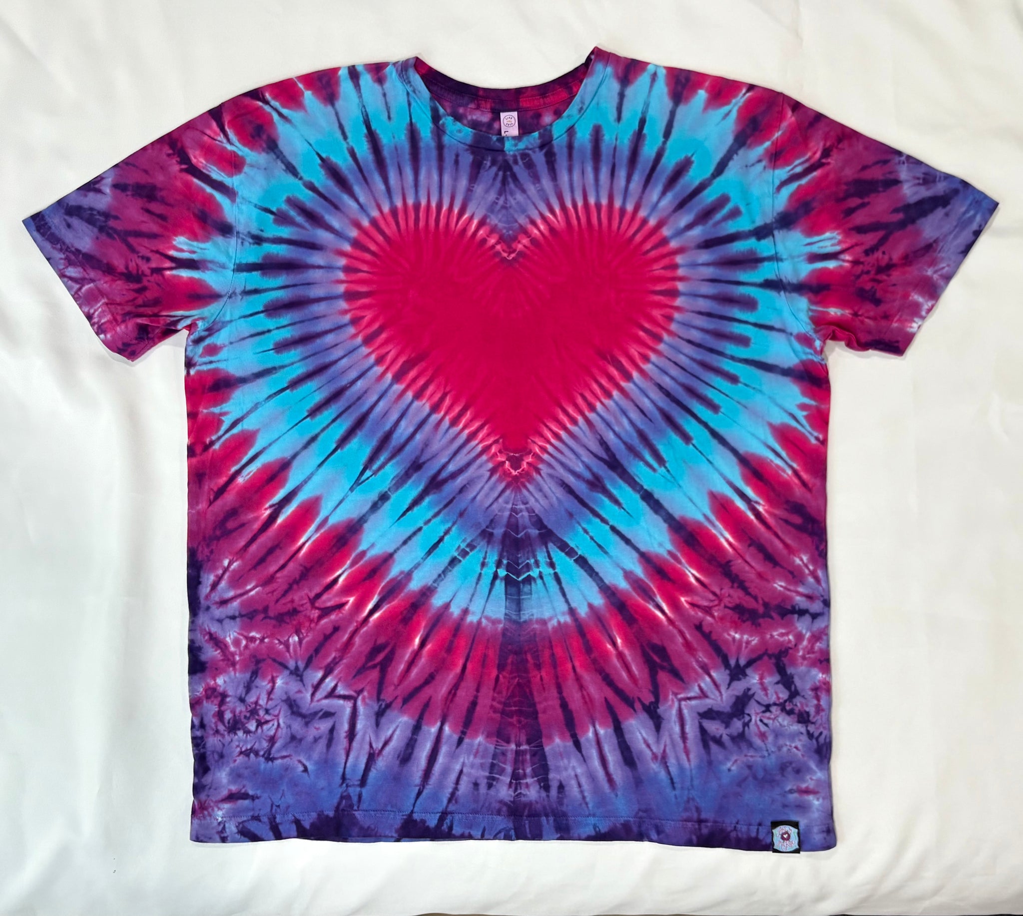 Adult Red/Blue/Purple Heart Tie-Dyed Tee, XL