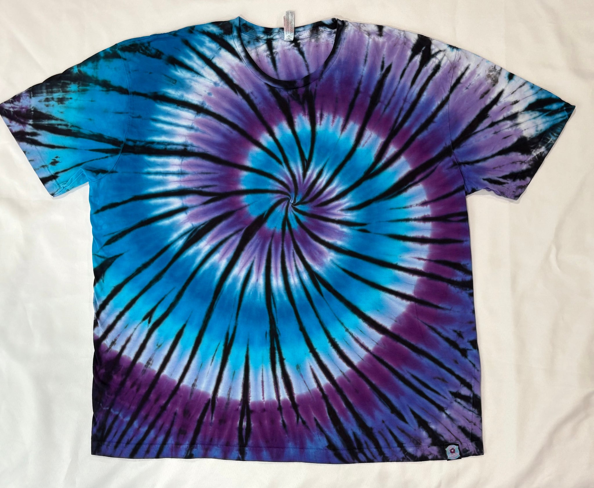 Adult Blue/Purple Spiral Tie-Dyed Tee, 3XL