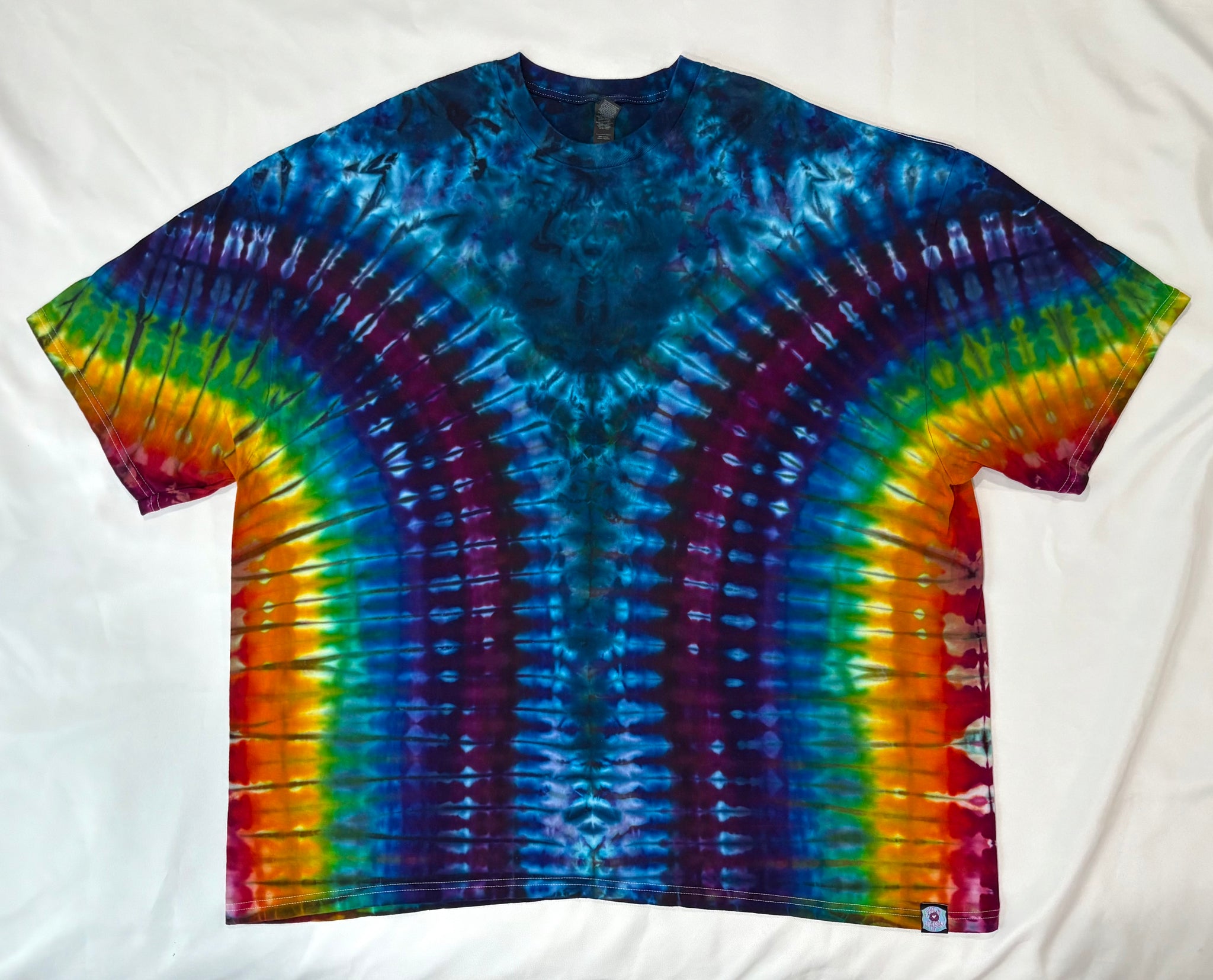 Adult Blue/Rainbow Ice-Dyed Tee, 4XL