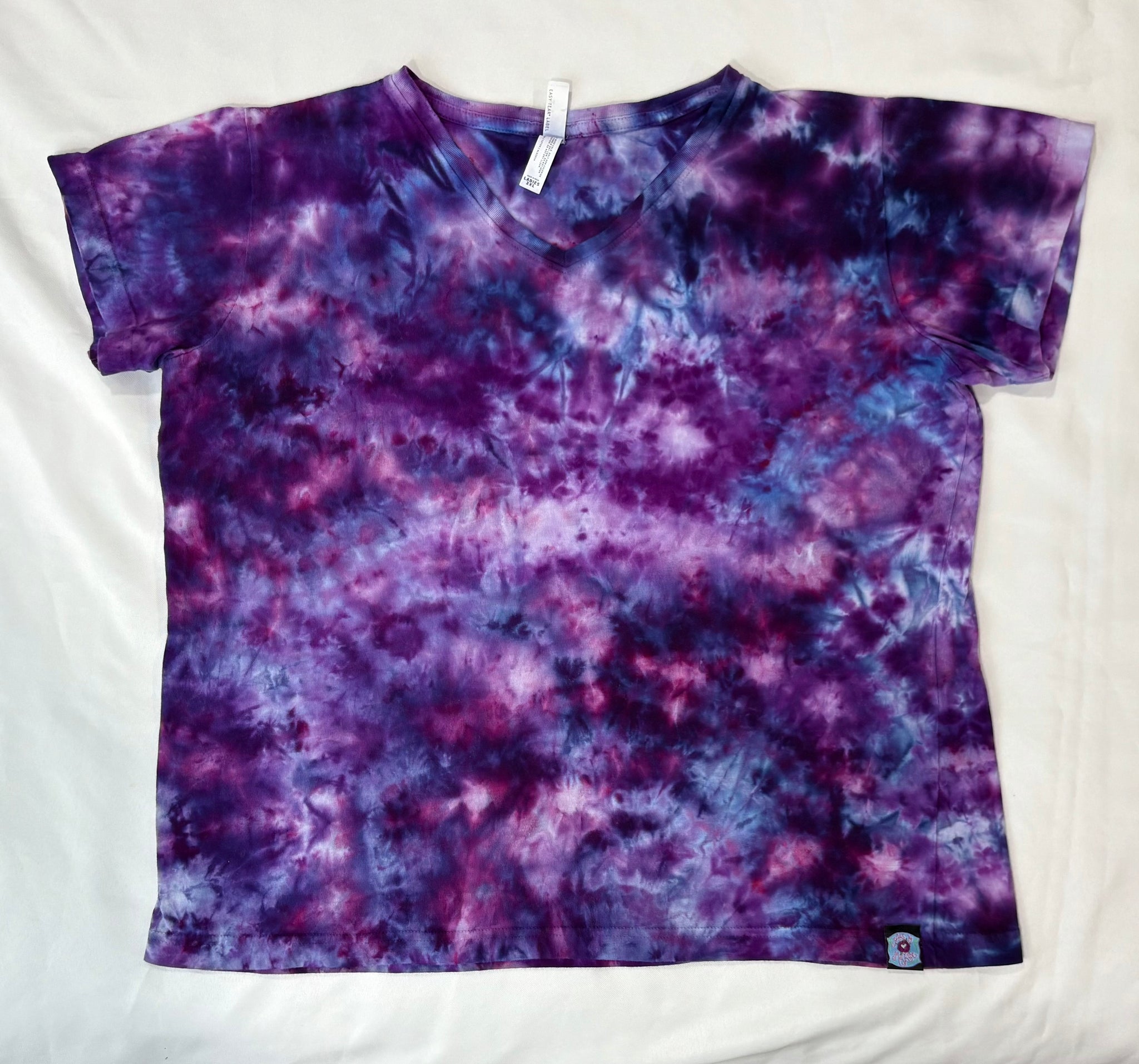 Ladies Purple Ice-dyed V-Neck Tee, 2XL