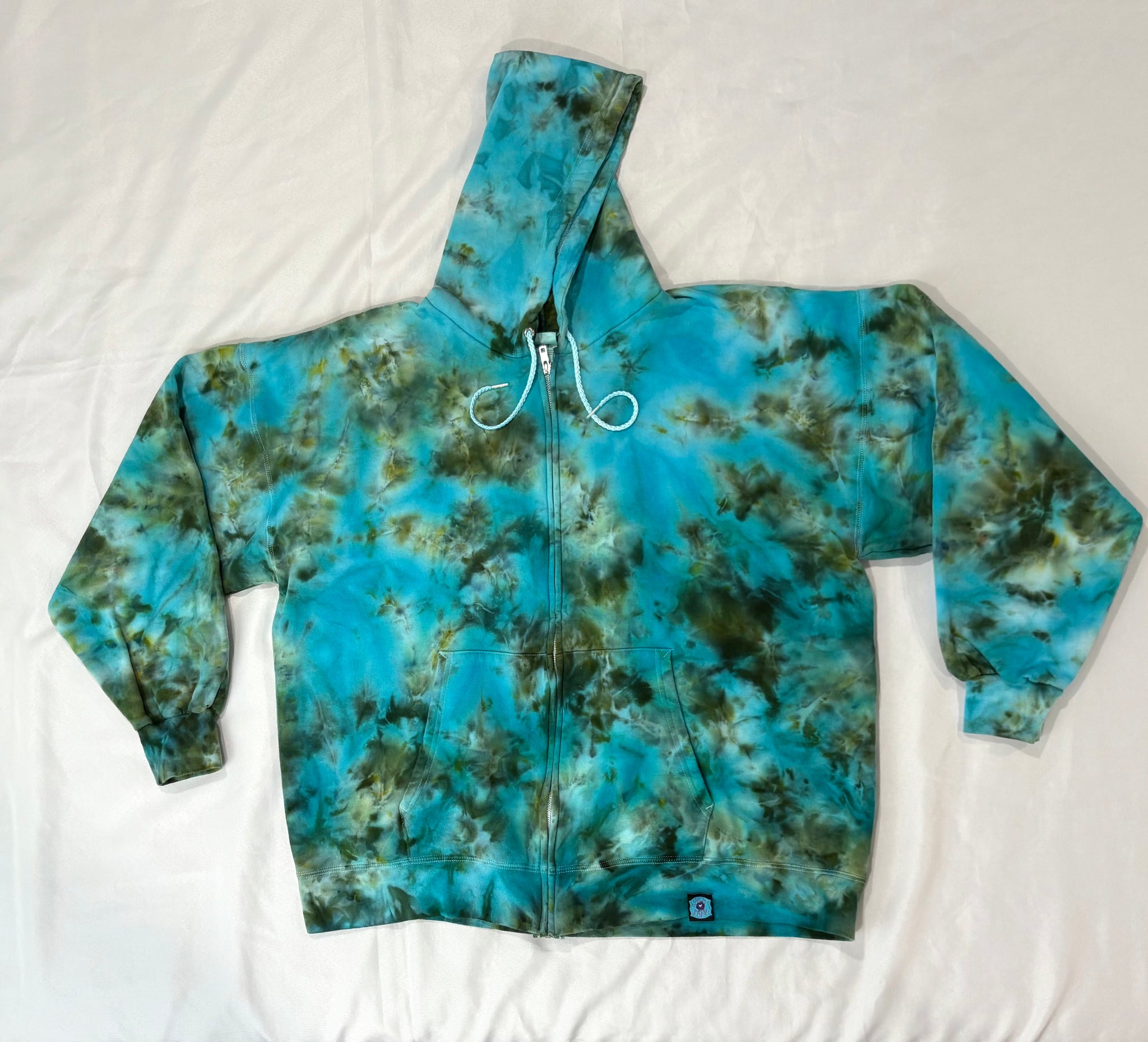 Adult Green Ice-Dyed Zip Up Hoodie, 2XL