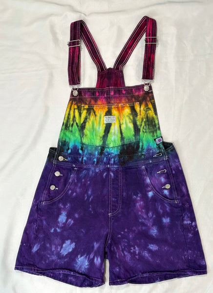 Women’s Purple/Rainbow Tie-dyed LEVI’S Shortalls, M & L