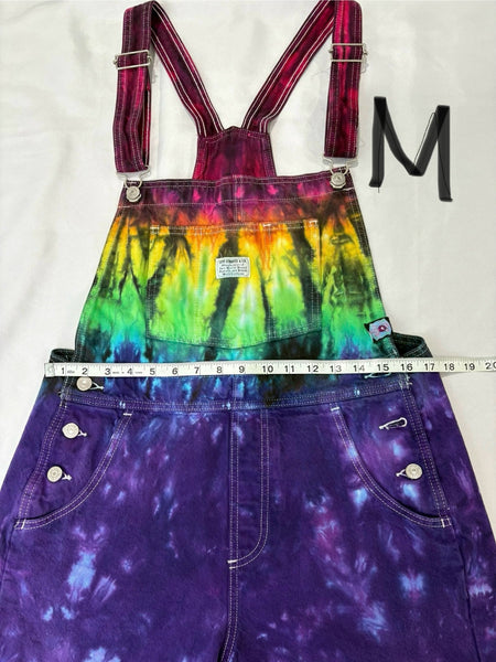 Women’s Purple/Rainbow Tie-dyed LEVI’S Shortalls, M & L