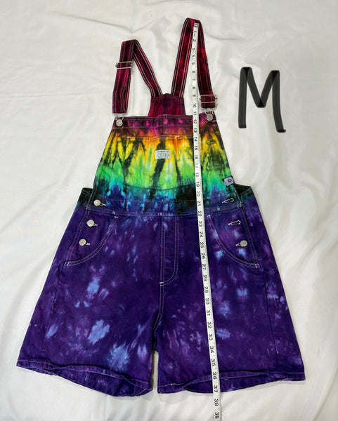 Women’s Purple/Rainbow Tie-dyed LEVI’S Shortalls, M & L