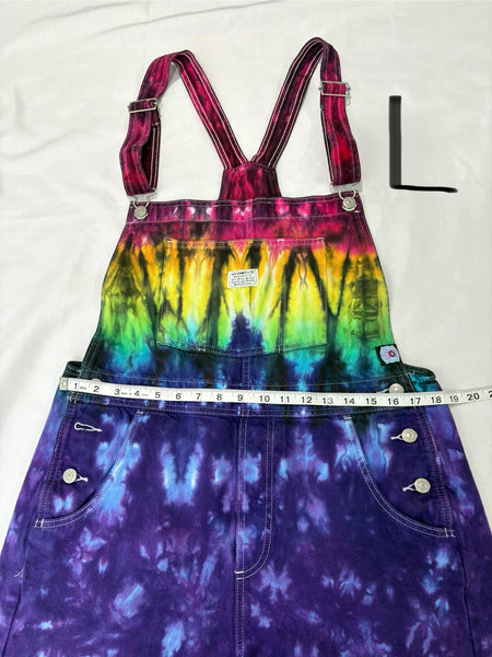 Women’s Purple/Rainbow Tie-dyed LEVI’S Shortalls, M & L