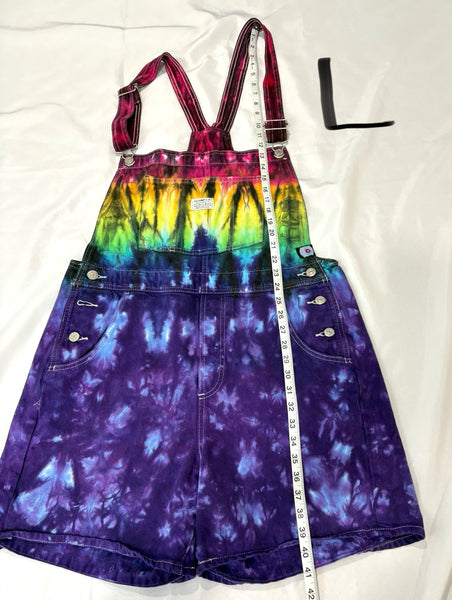 Women’s Purple/Rainbow Tie-dyed LEVI’S Shortalls, M & L