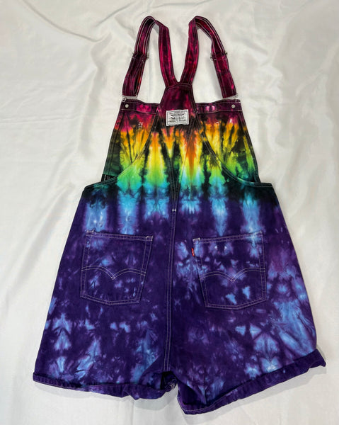 Women’s Purple/Rainbow Tie-dyed LEVI’S Shortalls, M & L
