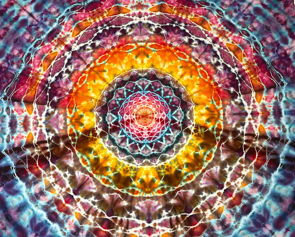 Electric Wildflower Mandala 58" x 58" Ice-dyed Tapestry/Wall Hanging