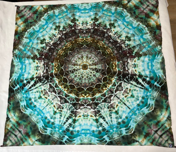 Forest Garden Mandala 58" x 58" Ice-dyed Tapestry/Wall Hanging