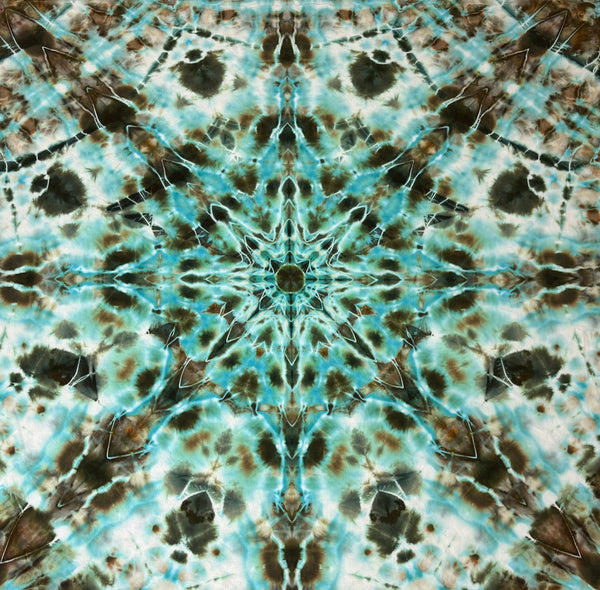 Winter Forest Mandala 58" x 58" Ice-dyed Tapestry/Wall Hanging