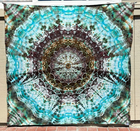 Forest Garden Mandala 58" x 58" Ice-dyed Tapestry/Wall Hanging