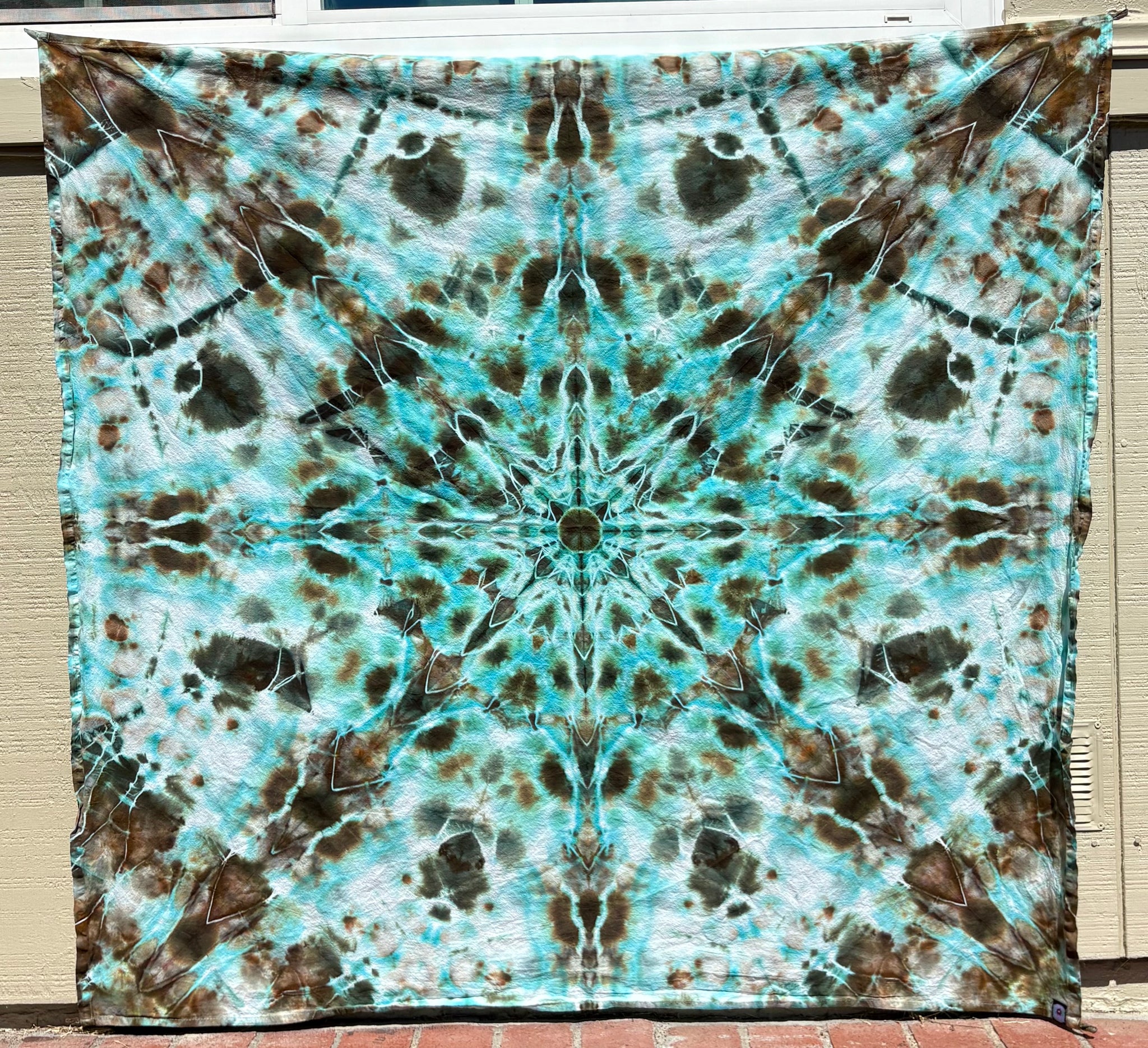 Winter Forest Mandala 58" x 58" Ice-dyed Tapestry/Wall Hanging