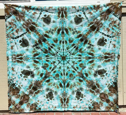 Winter Forest Mandala 58" x 58" Ice-dyed Tapestry/Wall Hanging