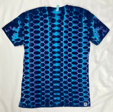 Adult Blue/Purple Dotted Tie-Dyed Tee, M