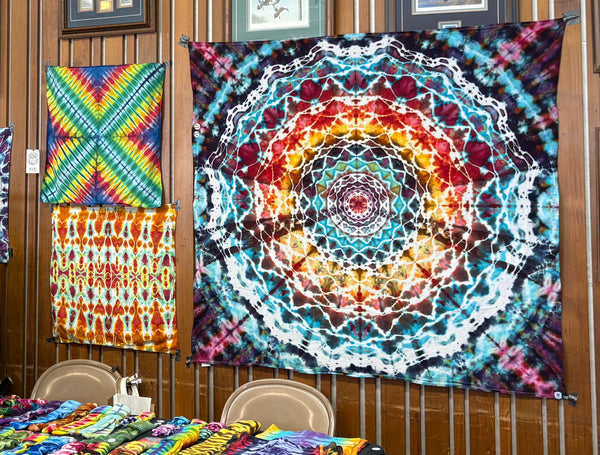 Sunrise over the Ocean 58" x 58" Ice-dyed Tapestry/Wall Hanging