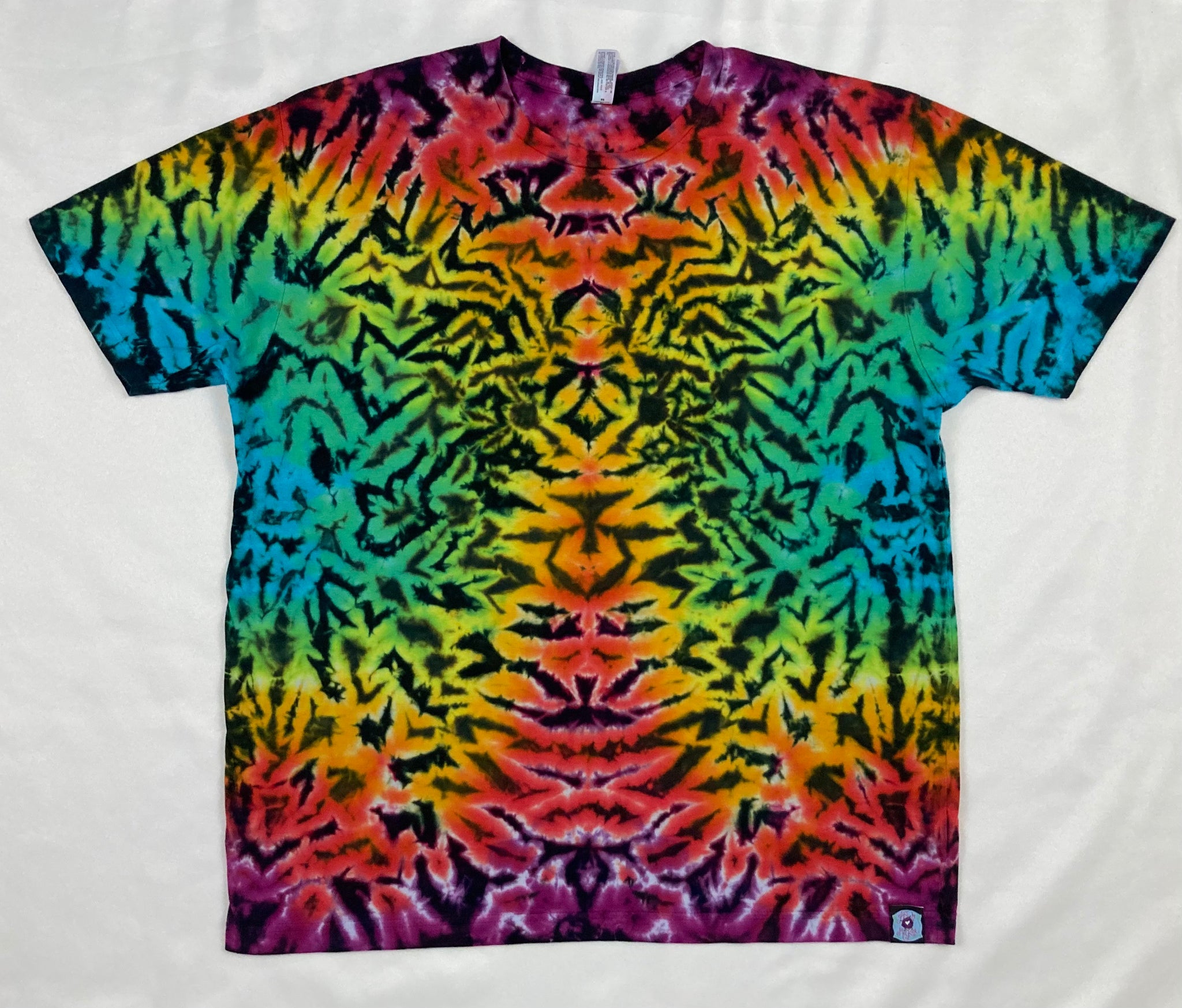 Adult Rainbow/Black Crush Tie-Dyed Tee, XL