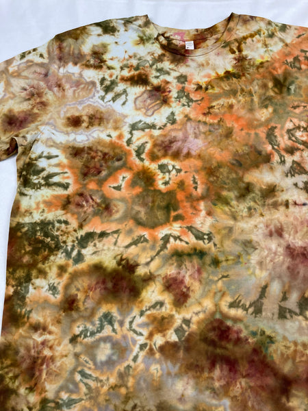 Adult Tan/Orange/Gold Ice-Dyed Tee, 2XL