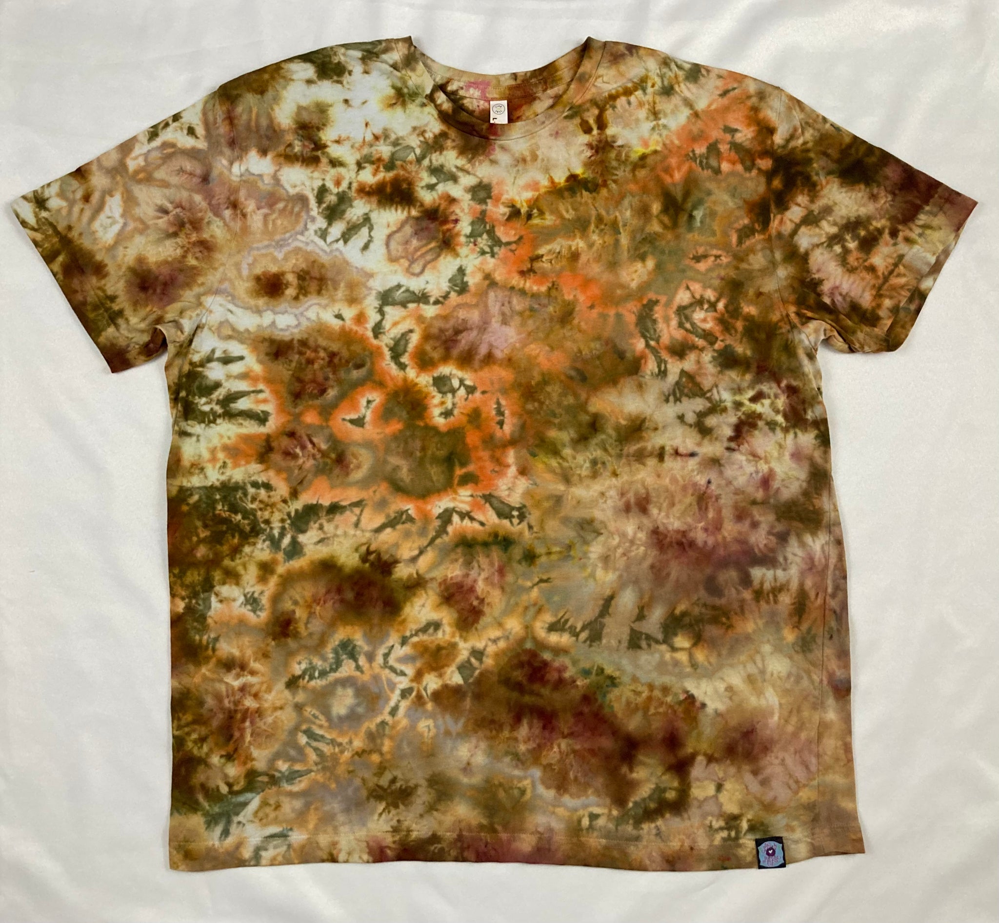 Adult Tan/Orange/Gold Ice-Dyed Tee, 2XL