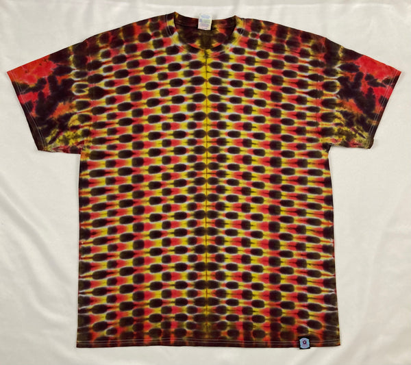 Adult Red/Yellow Dotted Tie-Dyed Tee, 2XL TALL