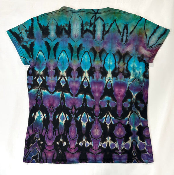 Women's Blue/Purple Arrows Reverse Tie-dye V-neck, M