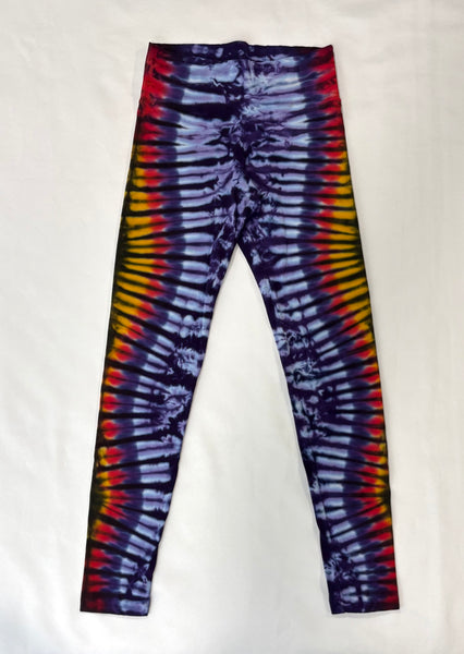 Ladies Purple Sunset Tie-Dyed Leggings, S (runs small)