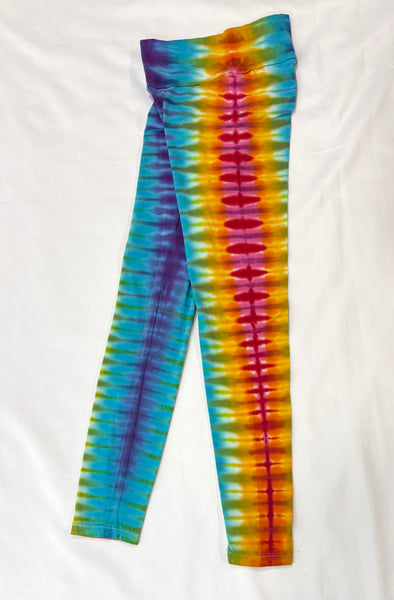 Ladies Rainbow Striped Tie-Dyed Leggings, S (runs small)