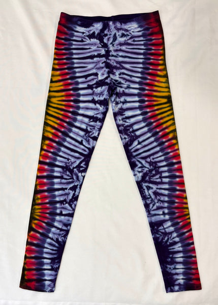Ladies Purple Sunset Tie-Dyed Leggings, L (runs small)