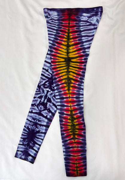 Ladies Purple Sunset Tie-Dyed Leggings, L (runs small)