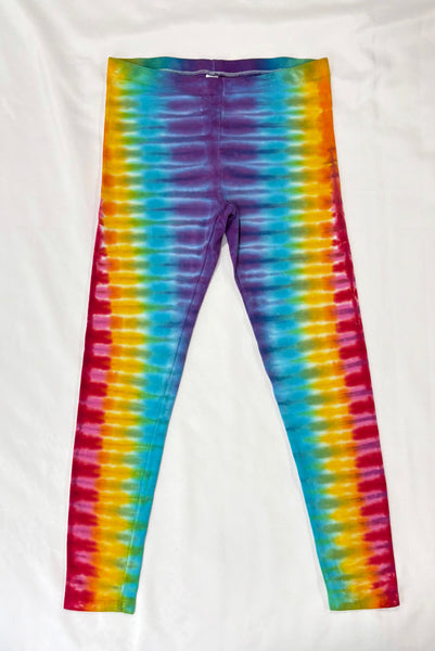 Ladies Rainbow Striped Tie-Dyed Leggings, XL (runs small)