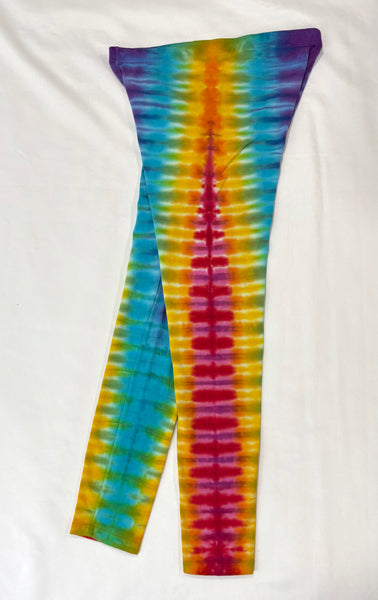 Ladies Rainbow Striped Tie-Dyed Leggings, XL (runs small)