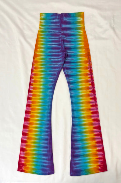 Ladies Rainbow Striped Tie-Dyed Yoga Pants, M (runs small)