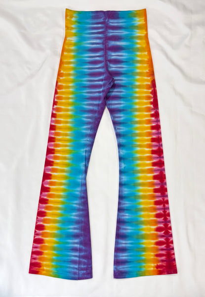 Ladies Rainbow Striped Tie-Dyed Yoga Pants, L (runs small)