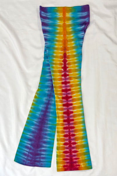 Ladies Rainbow Striped Tie-Dyed Yoga Pants, L (runs small)